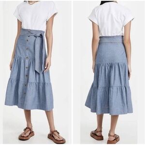 GUC size L Veronica Beard Emmitt mixed media dress with denim skirt